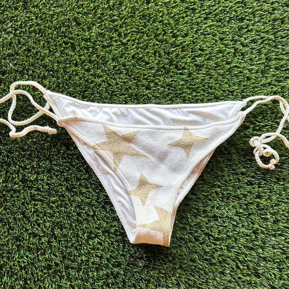 Lovers + Friends White and Gold Bikini Bottom